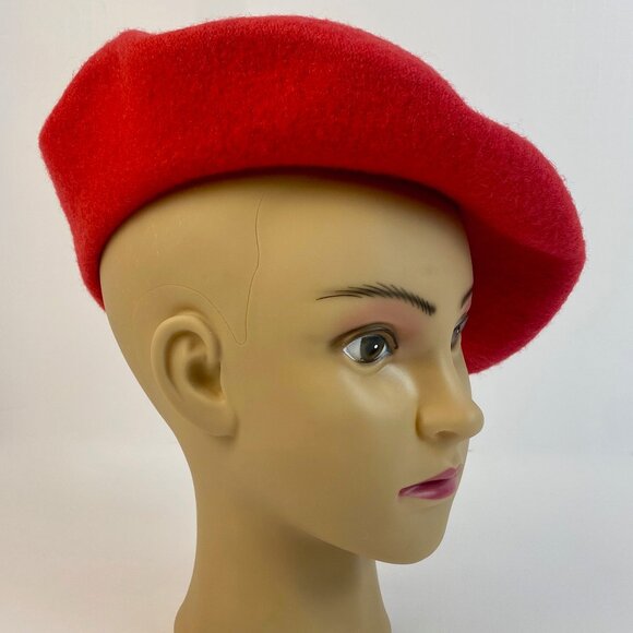 Classic Red French Beret Parisian Cap 100% Wool Blend - Picture 4 of 15